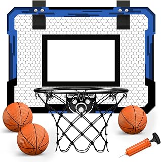 QDRAGON Mini Basketball Hoop | Over The Door Indoor, with 3 Balls/Inflator/Breakaway Rim, Basketball Toy Gifts for Kids and Adults, Suit for Bedroom/Office