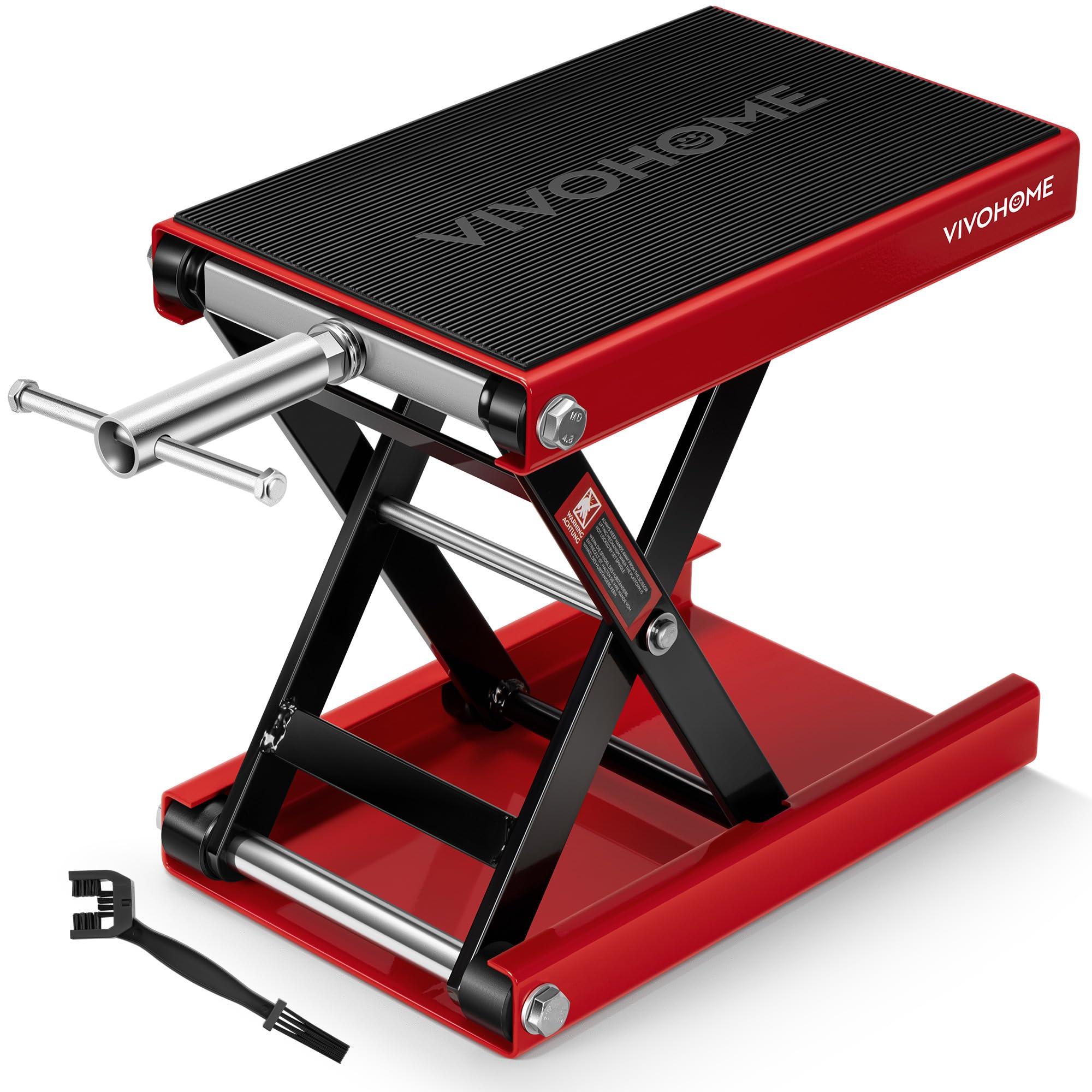 VIVOHOME 1100 LBS Motorcycle Lift Scissor Jack, Wide Deck Hoist Stand, Red | Hei