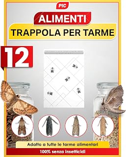 PIC Food Moth Trap - 12 Food Moth Traps - Moth Trap with Pheromone for Ideal Effect - Moth Trap Food - Effective Adhesive Traps for Determining Infestation of Food Moths | Senza insetticidi, cattura le farfalline del cibo, protegge farina, pasta e cereali fino a 8 settimane