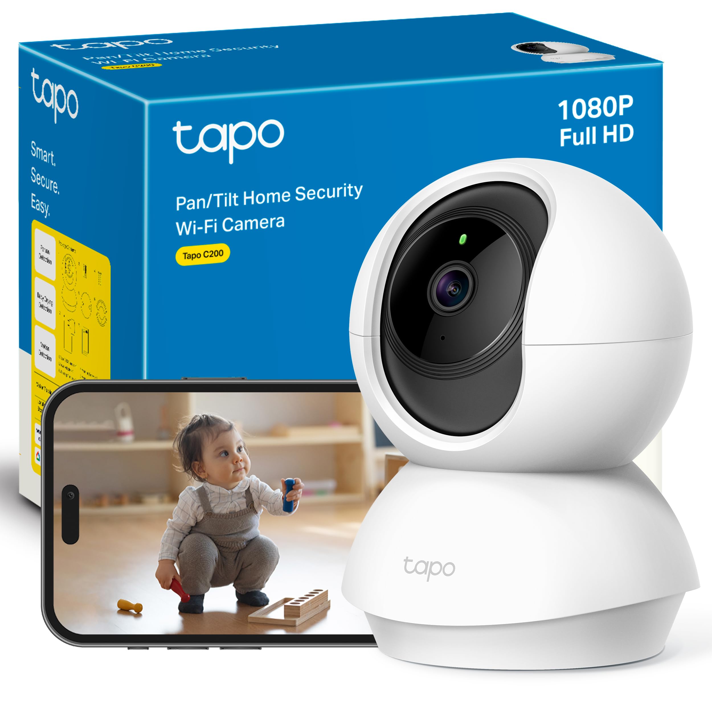 Tapo C200 – Indoor WiFi Surveillance Camera 360º, 1080p, AI Detection | Baby Mov