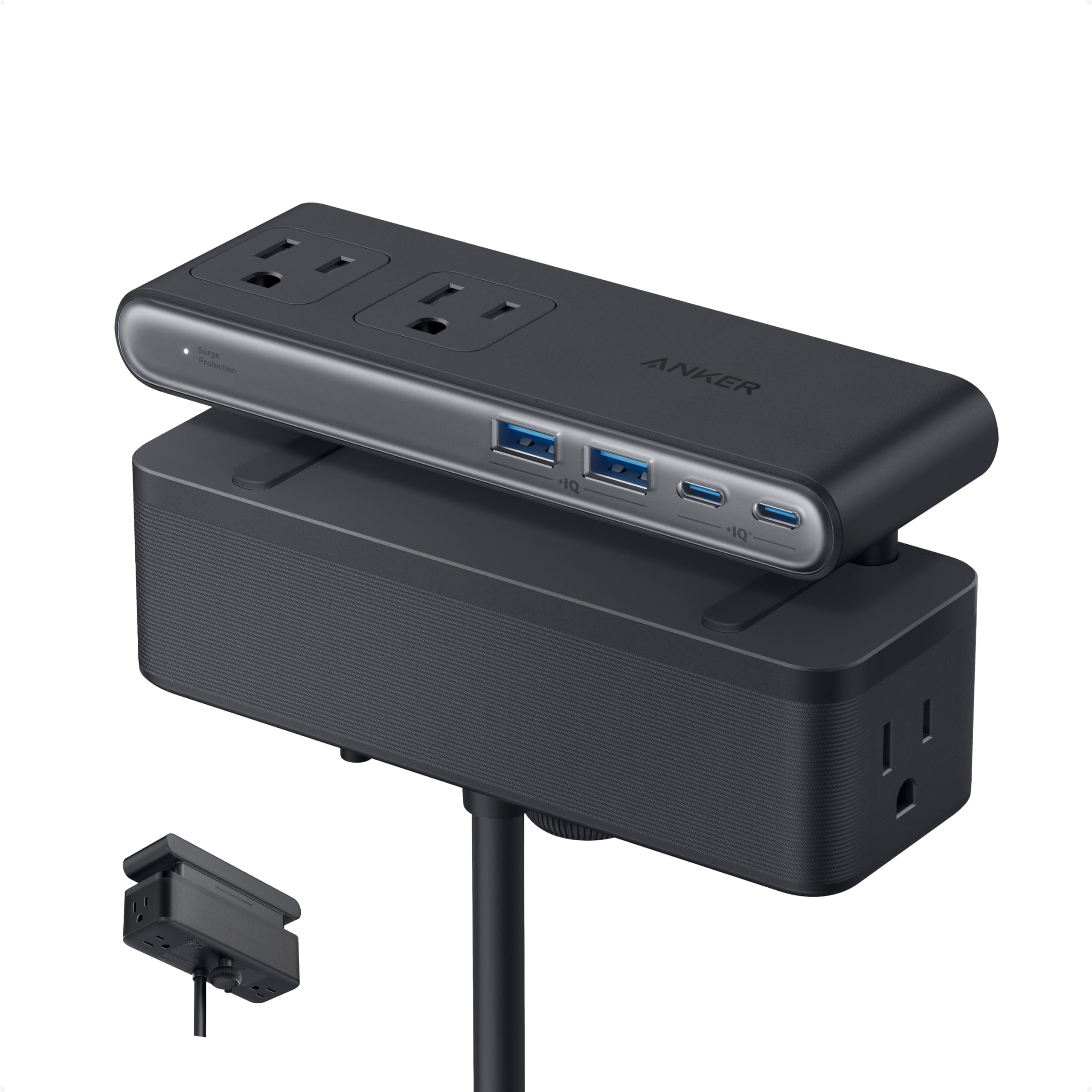 Anker Nano Power Strip, Desk Clamp, 70W Max, 1500J Surge Protector, 2 USB C | 6A