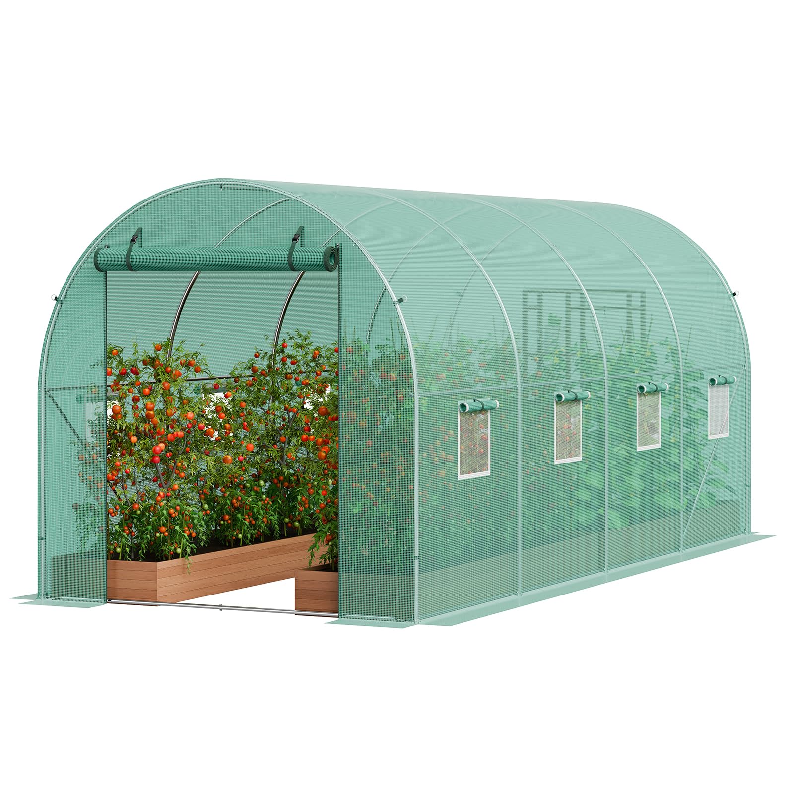 VEVOR Walk In Tunnel Greenhouse 14.6 x 6.4 x 6.3 ft Galvanized Steel Frame | for