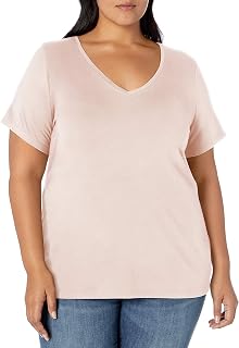 Amazon Essentials Women's Plus Sizes Classic Fit V-Neck T-Shirt with Short Sleeves, Multipack