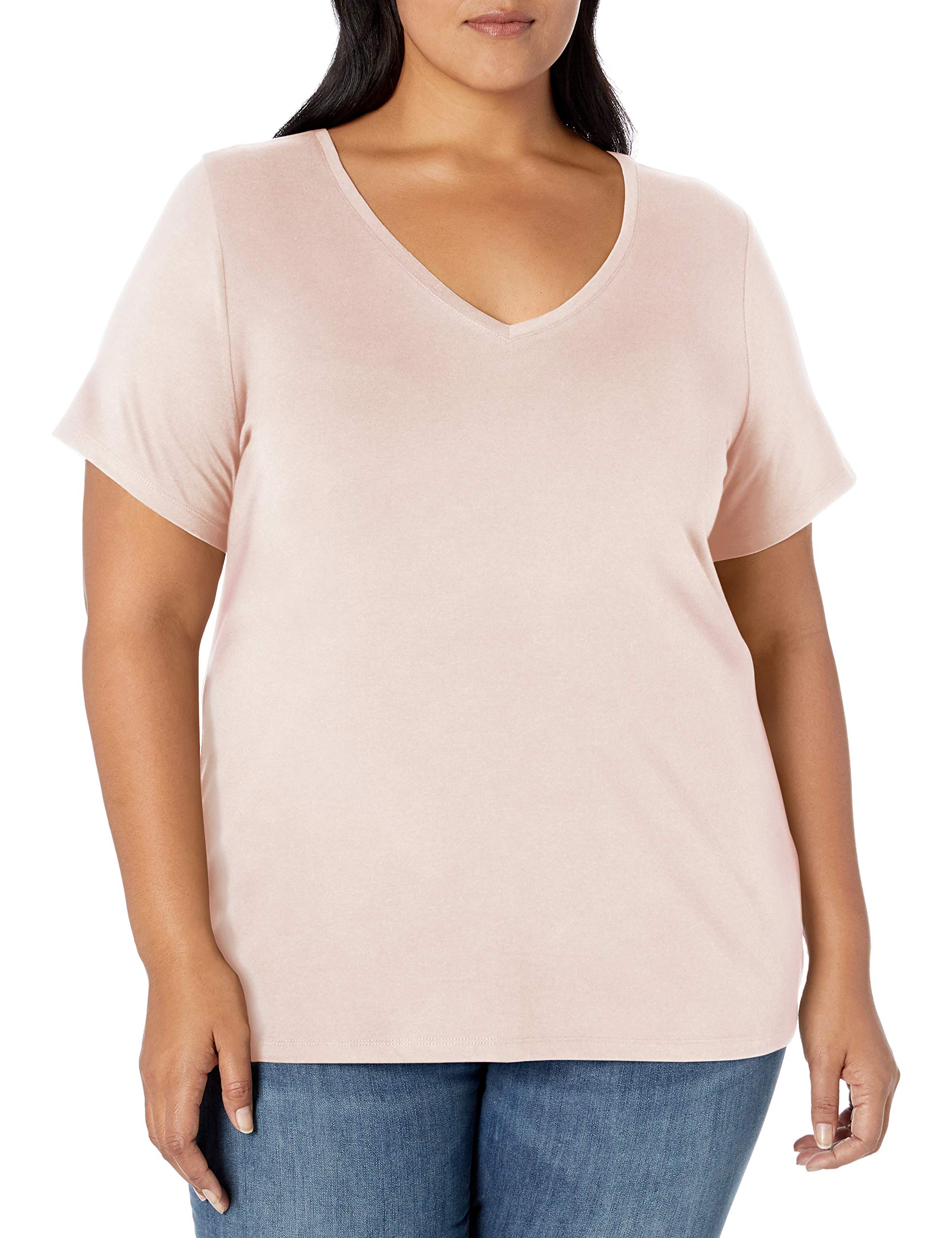 Amazon Essentials Women's Plus Sizes Classic Fit V-Neck T-Shirt with Short Sleev