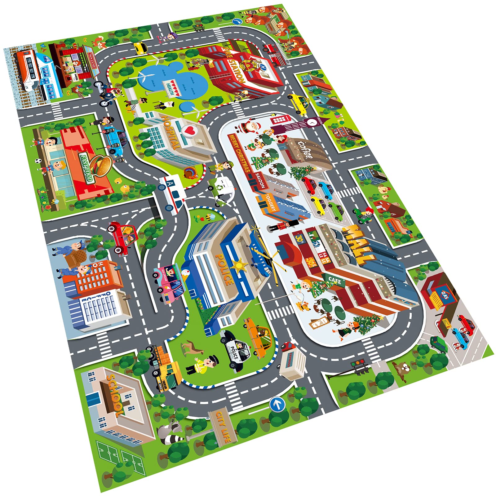 Oriate Kids Dream Mat Modern City Road Map Rug, Car Activity Playmat 552-C | Par