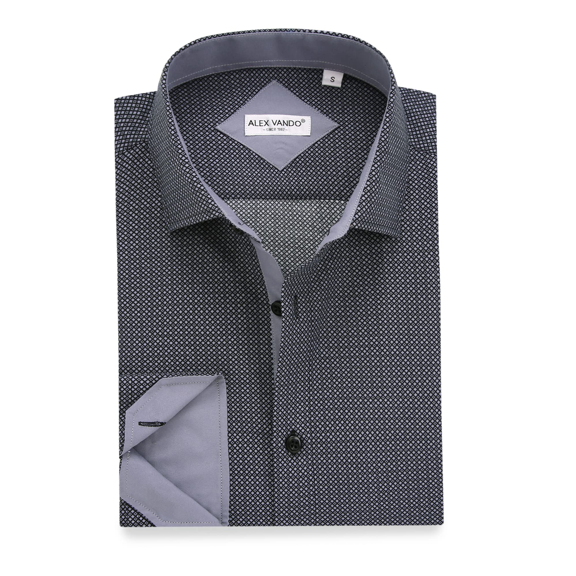 Alex Vando Men's Long Sleeve Straight Fit Button Down Print Shirt