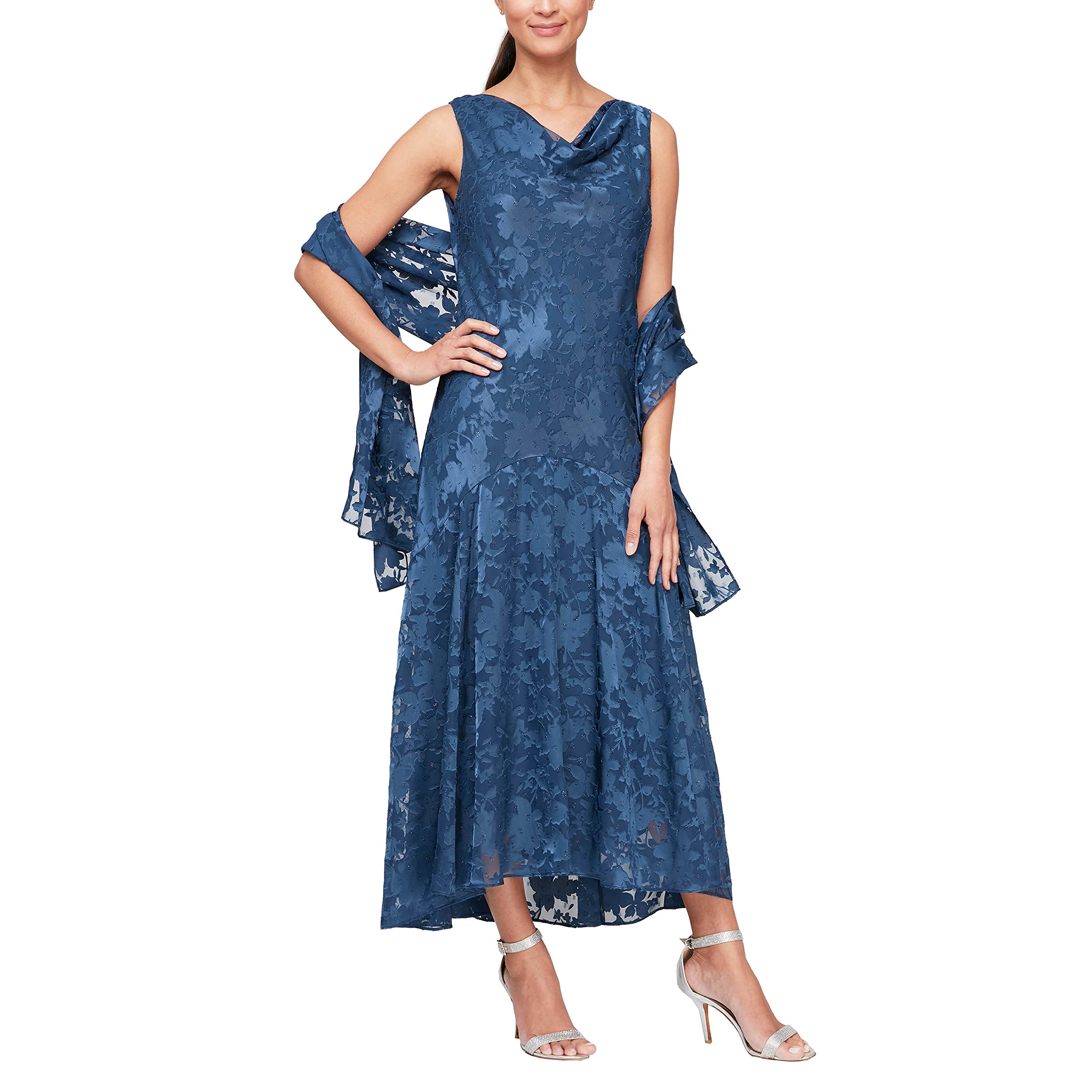 Alex Evenings Sleeveless Printed Chiffon Midi Spring/Summer Mother of The Bride 