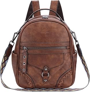 Small Backpack Purse for Women,VASCHY Cute Vegen Leather Mini Backpack for Ladies with Guitar Shoulder Bag Handbag Strap