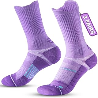 Rahhint Coolmax Compression Running Socks, Women's Hiking Socks, 3 Pairs, Anti-Blister, Sports Socks, Padded, Breathable, Sizes 35-47