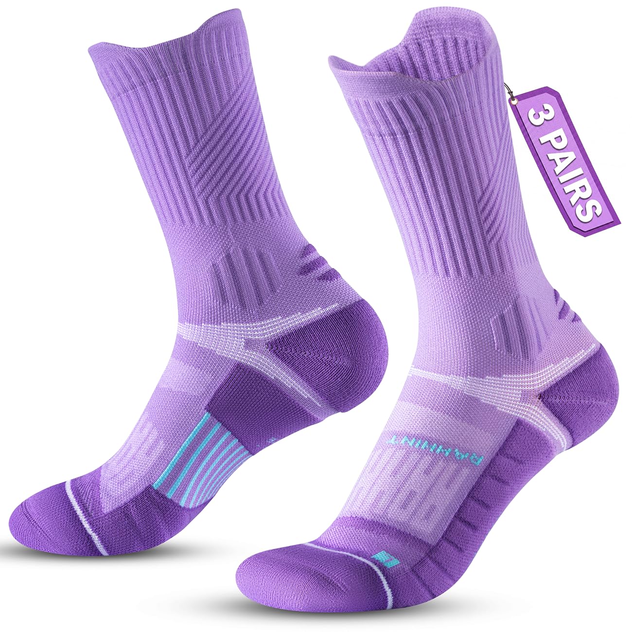 Rahhint Coolmax Compression Running Socks, Women's Hiking Socks, 3 Pairs, Anti-B
