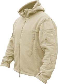 TACVASEN Men's Fleece Jacket, Military Outdoor Windproof Jacket with Hood