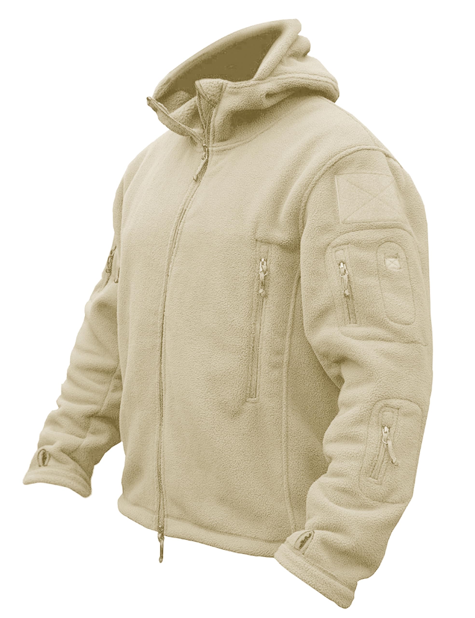 TACVASEN Men's Fleece Jacket, Military Outdoor Windproof Jacket with Hood