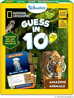 Skillmatics Guess in 10 Game, National Geographic Animals, Stocking Stuffer | Educational Card Game, Family Trivia, Travel & STEM Toy, Christmas Gift, Screen-Free, Boys & Girls Ages 6, 7, 8, 9 and Up