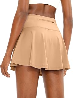 SANTINY, Women's 4 Pocket Pleated Tennis Skirt with Shorts High Waist