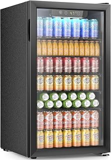 Electactic Mini Fridge 130 Can Beverage Refrigerator Cooler, 3.1 Cu.Ft Drink Fridge for Soda Wine Beer, Adjustable Temperature Control for Home Office, Black