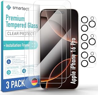 smartect Tempered Glass 3 + 3 Pieces for iPhone 16 Pro