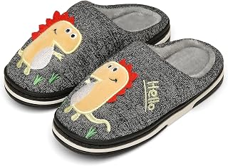 INMINPIN Winter House Slippers Children Warm Plush Cartoon Dinosaur Indoor Cotton Slippers for Boys and Girls