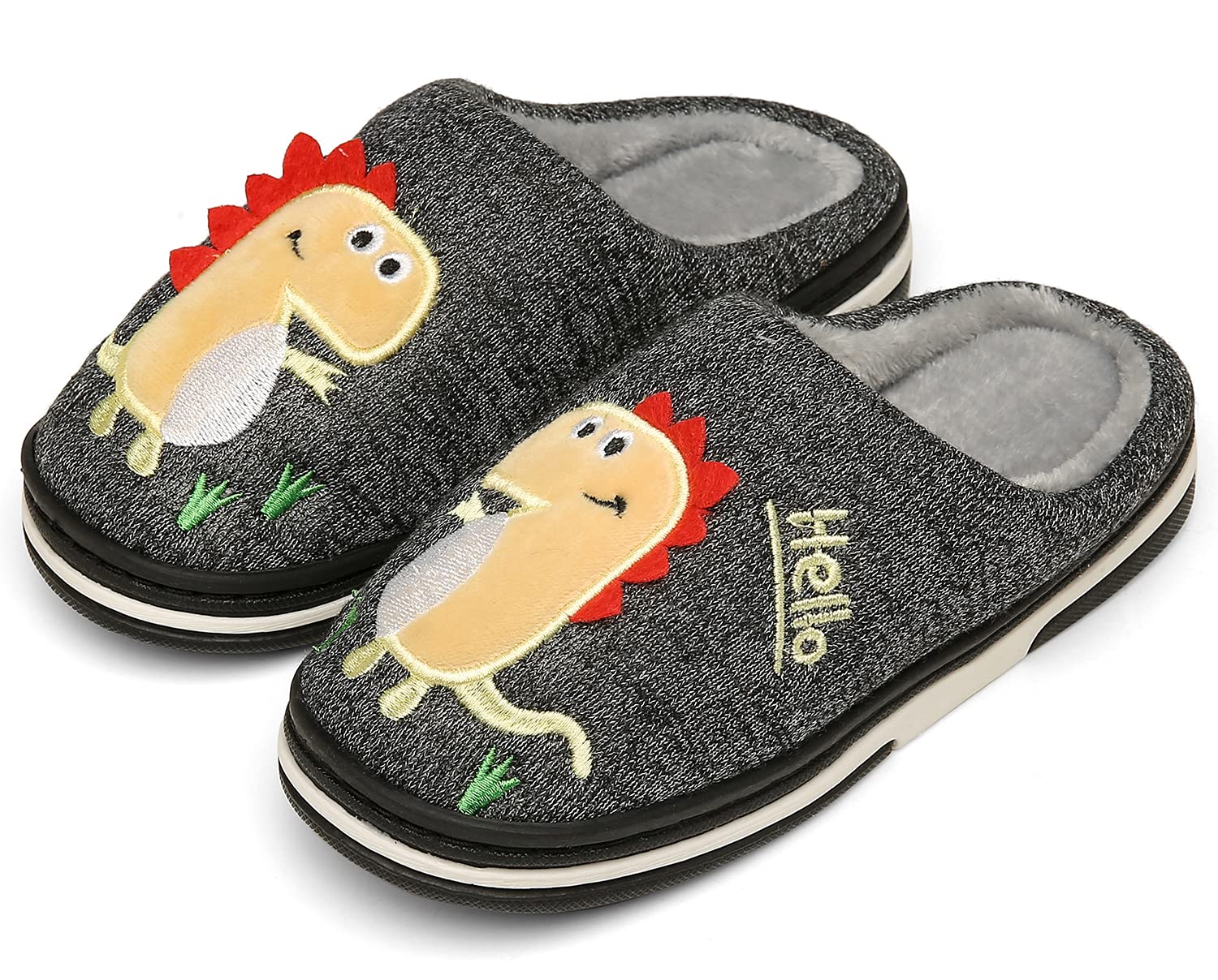 INMINPIN Winter House Slippers Children Warm Plush Cartoon Dinosaur Indoor Cotto