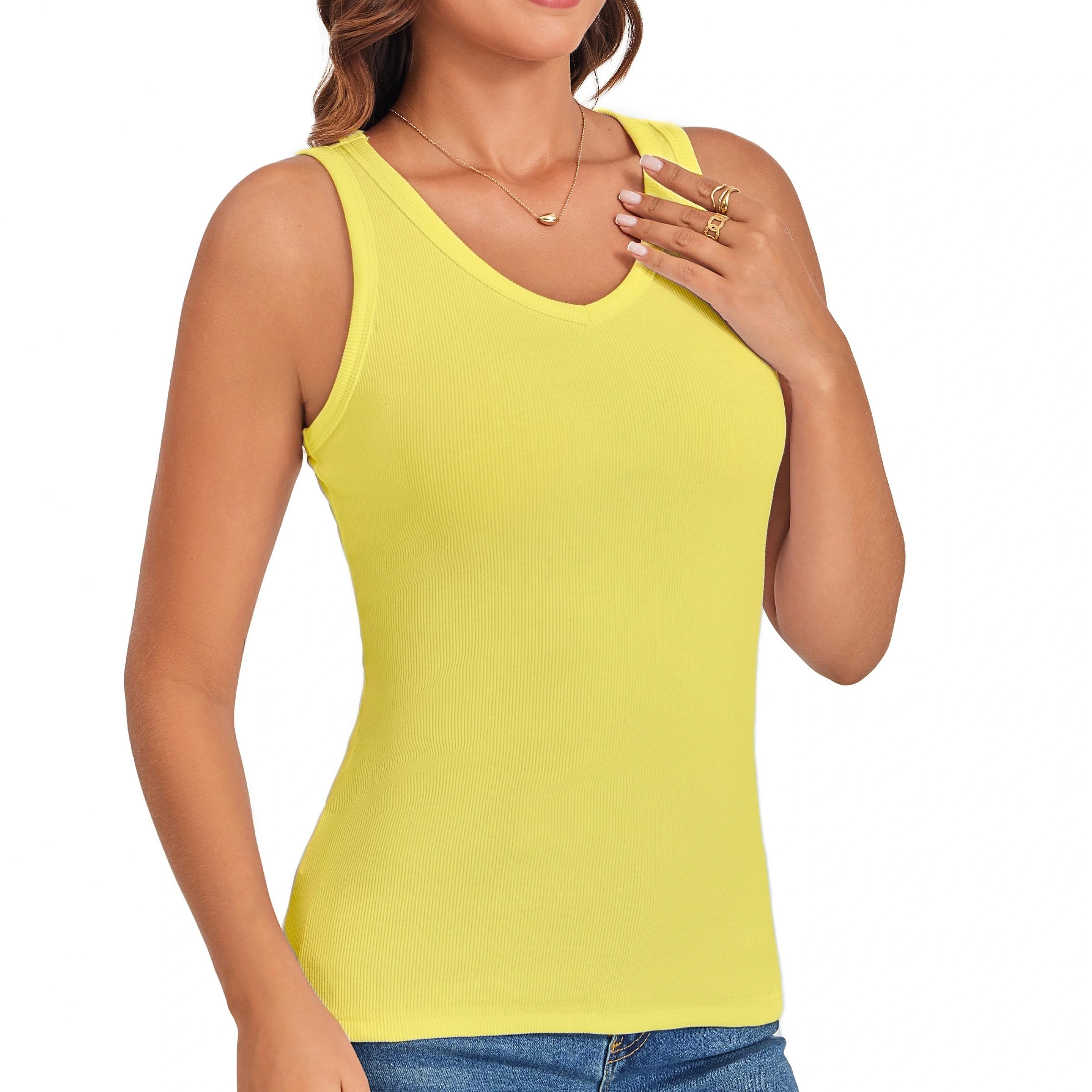 Cotton V Neck Sleeveless Tank Top for Women (XS-2XL)