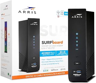 ARRIS (SBG7600AC2) - Cable Modem Router Combo - DOCSIS 3.0 & AC2350 WiFi, [Check with your provider for compatibility]Four 1 Gbps Ports , 800 Mbps Max Internet Speeds