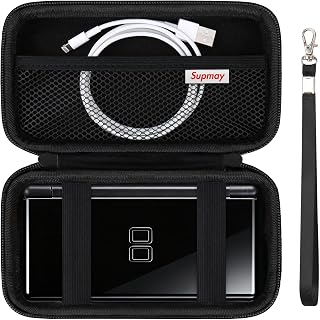 Supmay Hard Carrying Case Compatible with Nintendo DS Lite NDSL, Gameboy Advance Games Storage Holder Travel Bag with Mesh Pocket for USB Charging Cable, Stylus, Earphones, Game Cartridge, Black