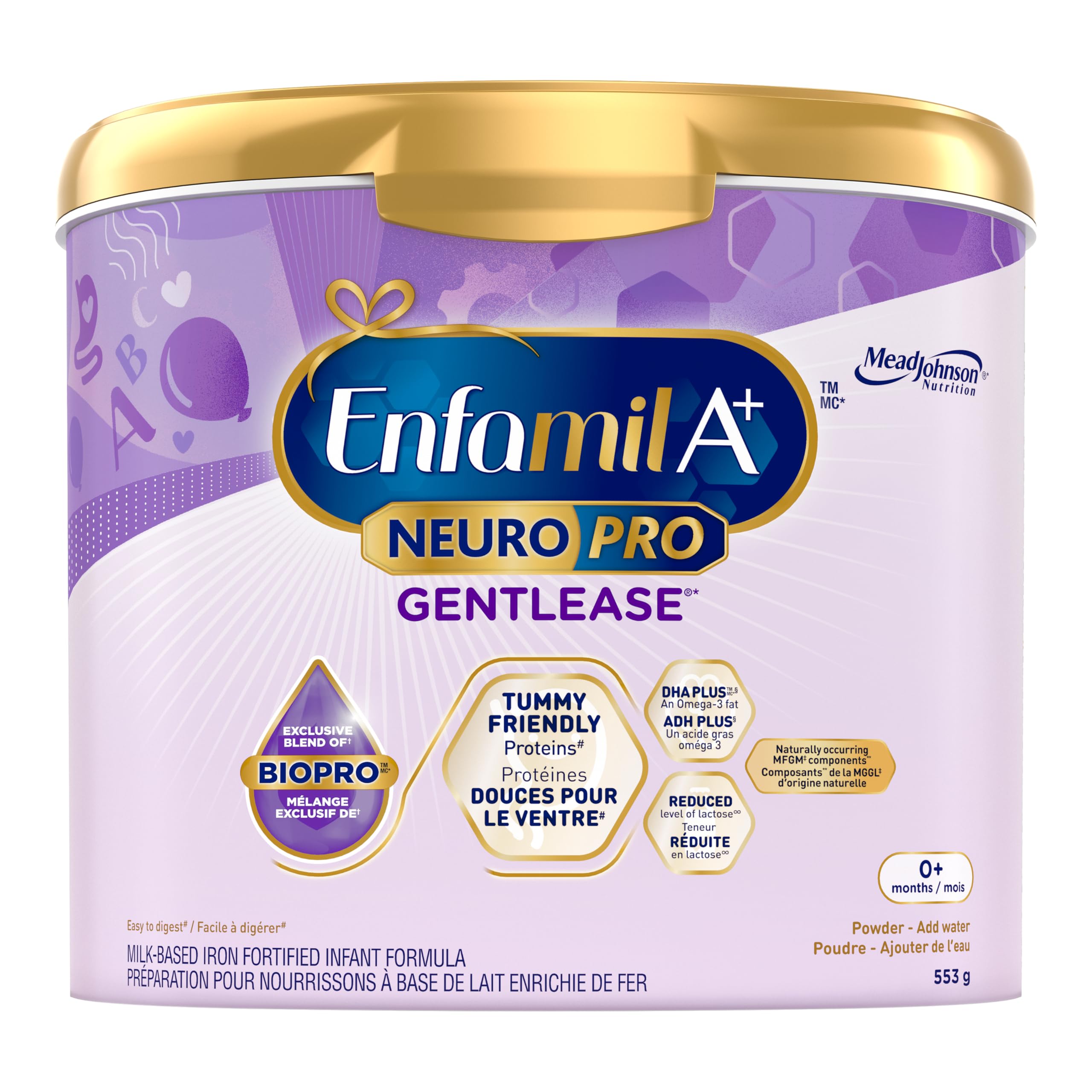 Enfamil A+ NeuroPro Gentlease, Baby Formula, Powder Tub, with Brain Building DHA