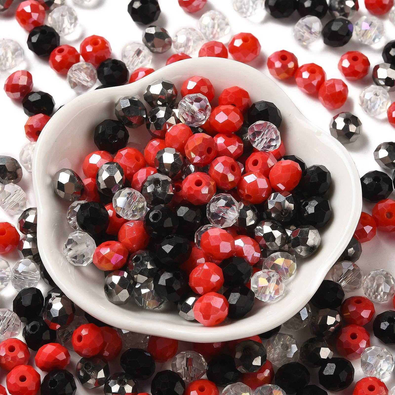 About 145pcs 60g 8mm Faceted Glass Beads Spacer Loose Beads for Jewelry Making B
