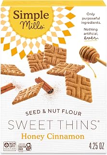 Simple Mills Sweet Thins Honey Cinnamon Cookies, 1pk, 4.25oz | Light, Crispy, Crunchy Texture, Sweetened with Coconut Sugar, Made with Seed and Nut Flour, No Artificial Flavors