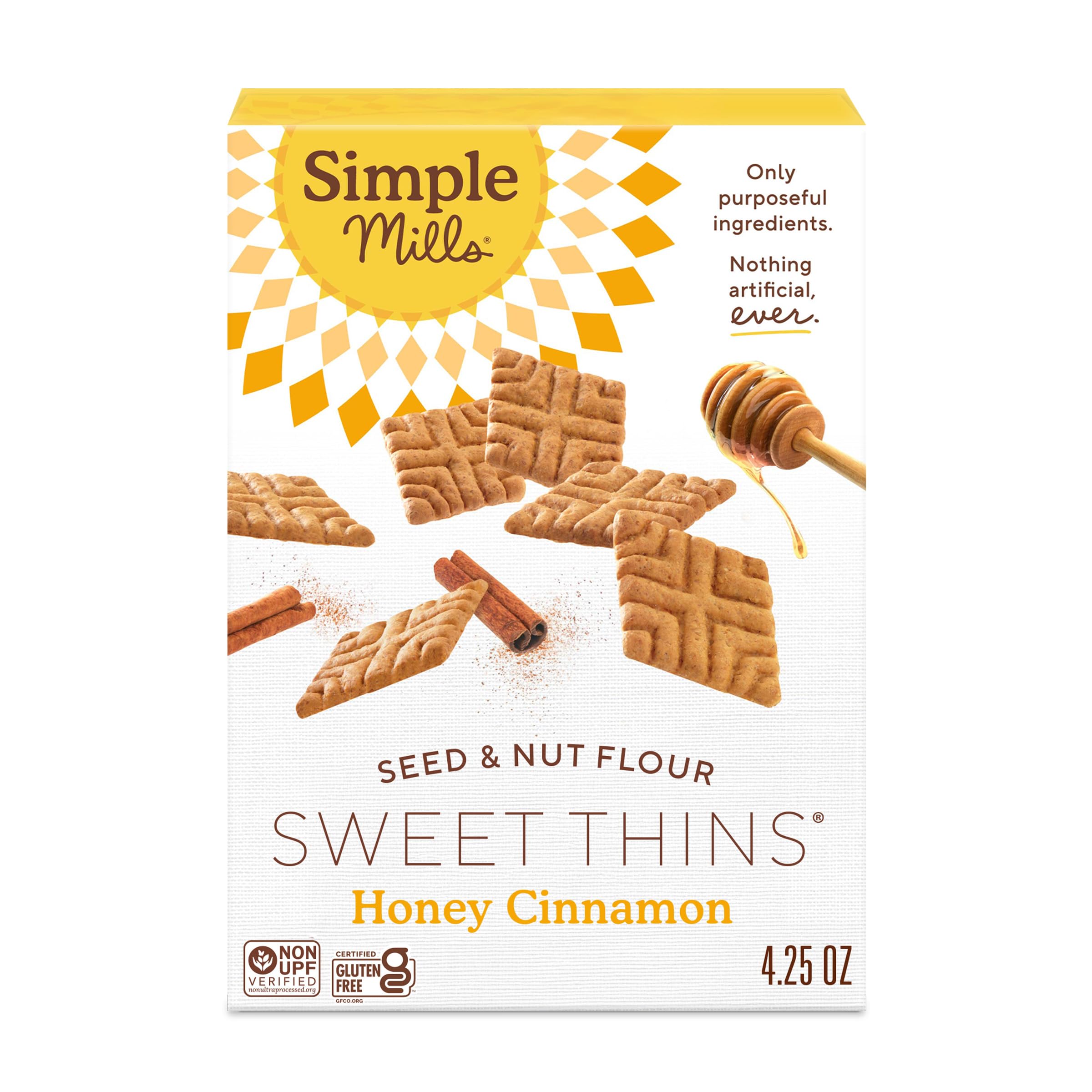 Simple Mills Sweet Thins Honey Cinnamon Cookies, 1pk, 4.25oz | Light, Crispy, Cr