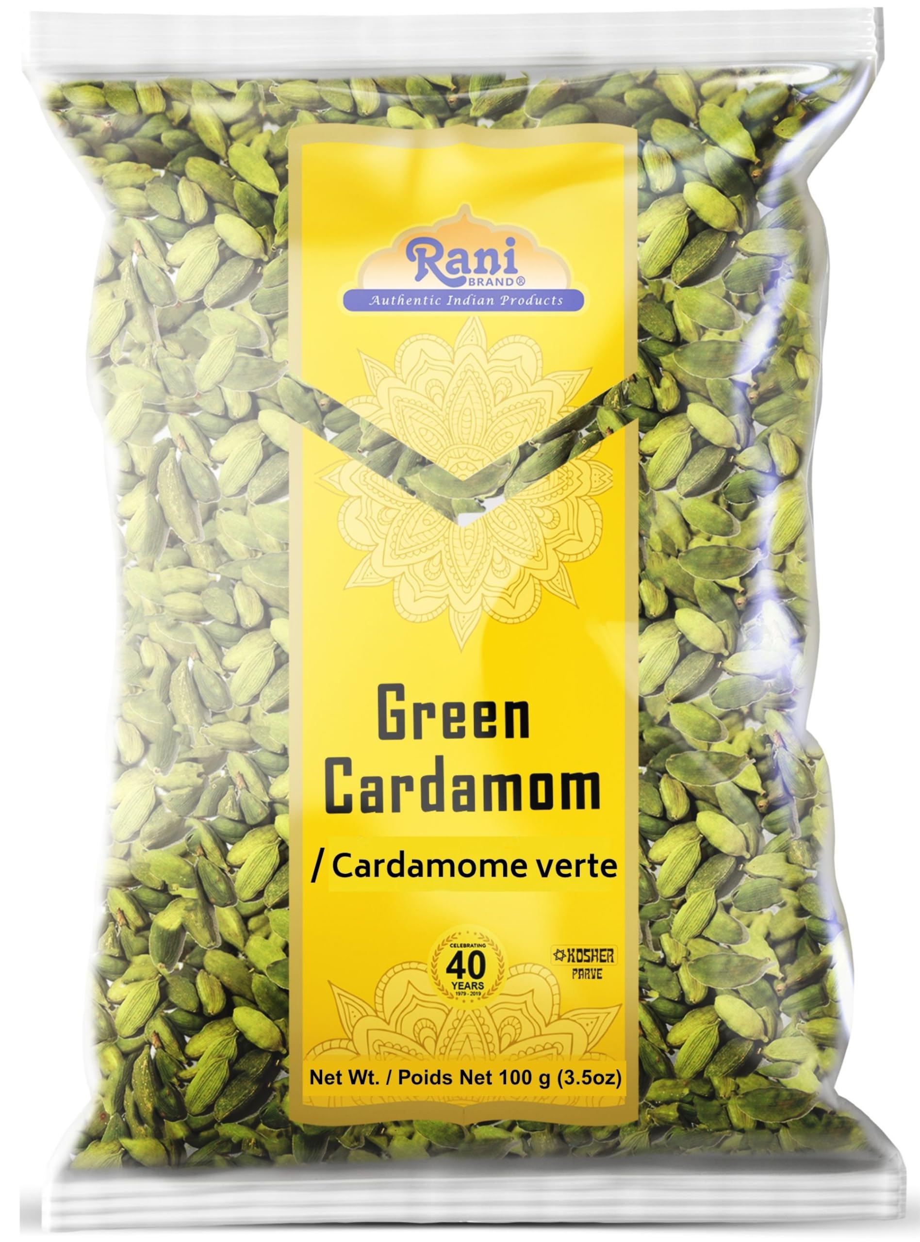 Rani Green Cardamom Pods Spice (Hari Elachi) 3.5oz (100g) ~ All Natural | Vegan 