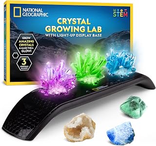 National Geographic Crystal Growing Kit with 3 Crystals for Kids 8-12