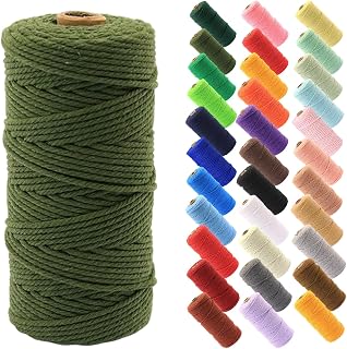 Macrame Cord 0.12 Inch x 100 Yards, Braided Cord for DIY Crafts Macrame Projects, Plant Hanging and Wall Hanging (Dark Green)