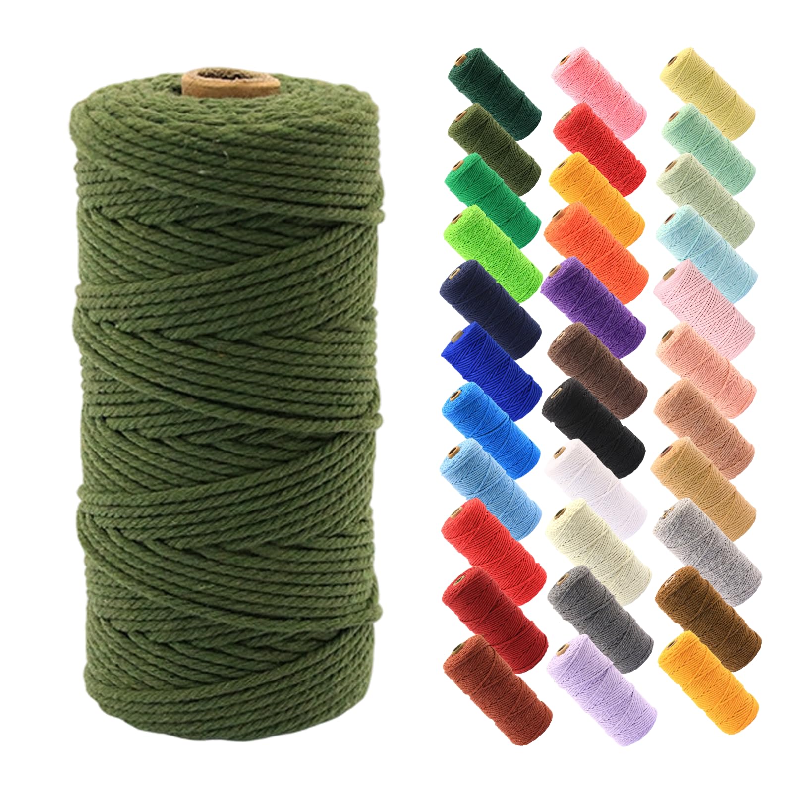 Macrame Cord 0.12 Inch x 100 Yards, Braided Cord for DIY Crafts Macrame Projects