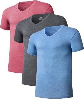 COLORFULLEAF Mens Bamboo Rayon Undershirts V Neck T Shirts Short Sleeve Slim Fit Tees Tag-Free 3 or 6 Pack