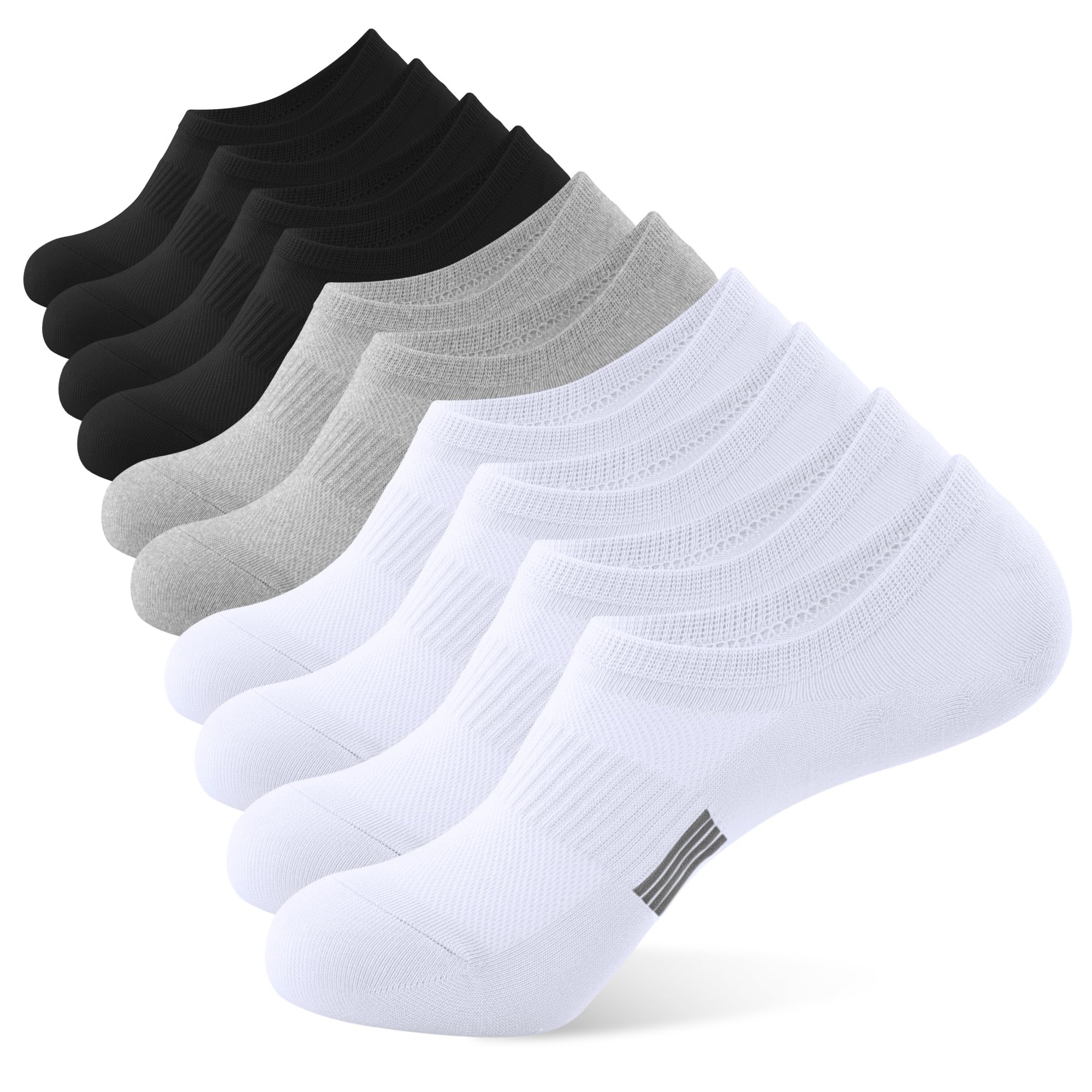BUDERMMY 5 Pairs Women Invisible Cotton Non Slip Socks with Silicone Stripes