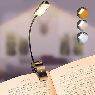 Gritin 9 LED Rechargeable Book Light for Reading in Bed | Eye Caring 3 Color Temps,Stepless Dimming Brightness,80 Hrs Runtime Small Lightweight Clip On Book Reading Light for Studying
