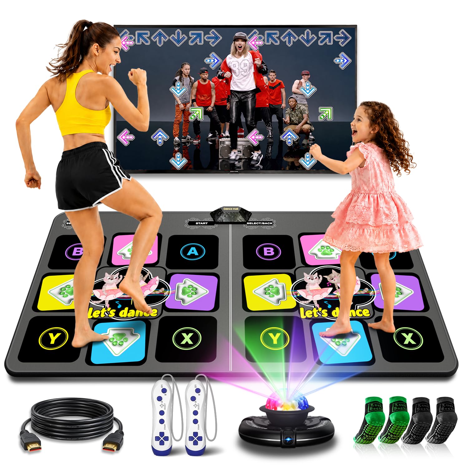 UOYESS Dance Mat for Kids & Adults - Wireless Electronic Dance Pad with HDMI Plu