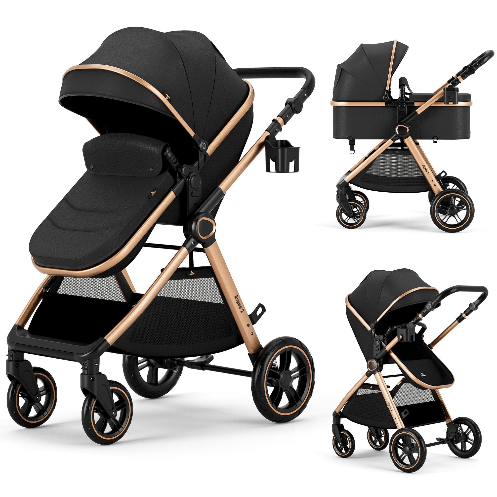 Accombe 2-in-1 Convertible Baby Stroller for Newborn to Toddler | Skin-Friendly 