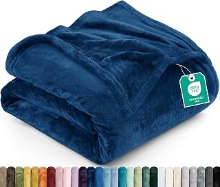 Utopia Bedding Ultra Soft Fleece Bed Blanket Queen Size Navy (90x90 Inches)