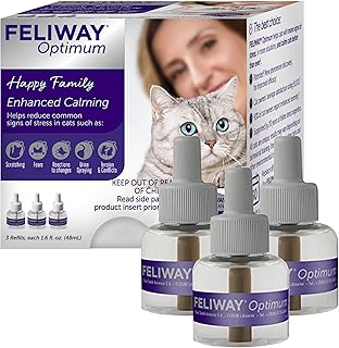 FELIWAY Optimum Cat Calming Pheromone Diffuser Refill - 3 Pack | Advanced Support to Help Reduce Urine Spraying, Scratching, Fighting & Hiding Due to Stress, 90 Day Supply