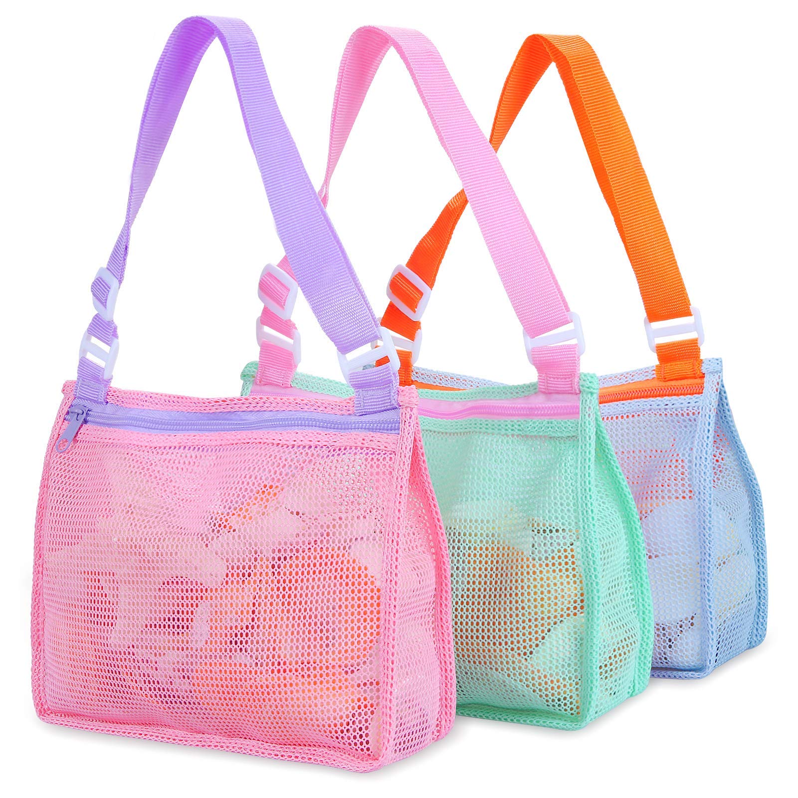 Tagitary Beach Toy Mesh Bag Kids Shell Collecting Bag Beach Sand Toy Totes for H