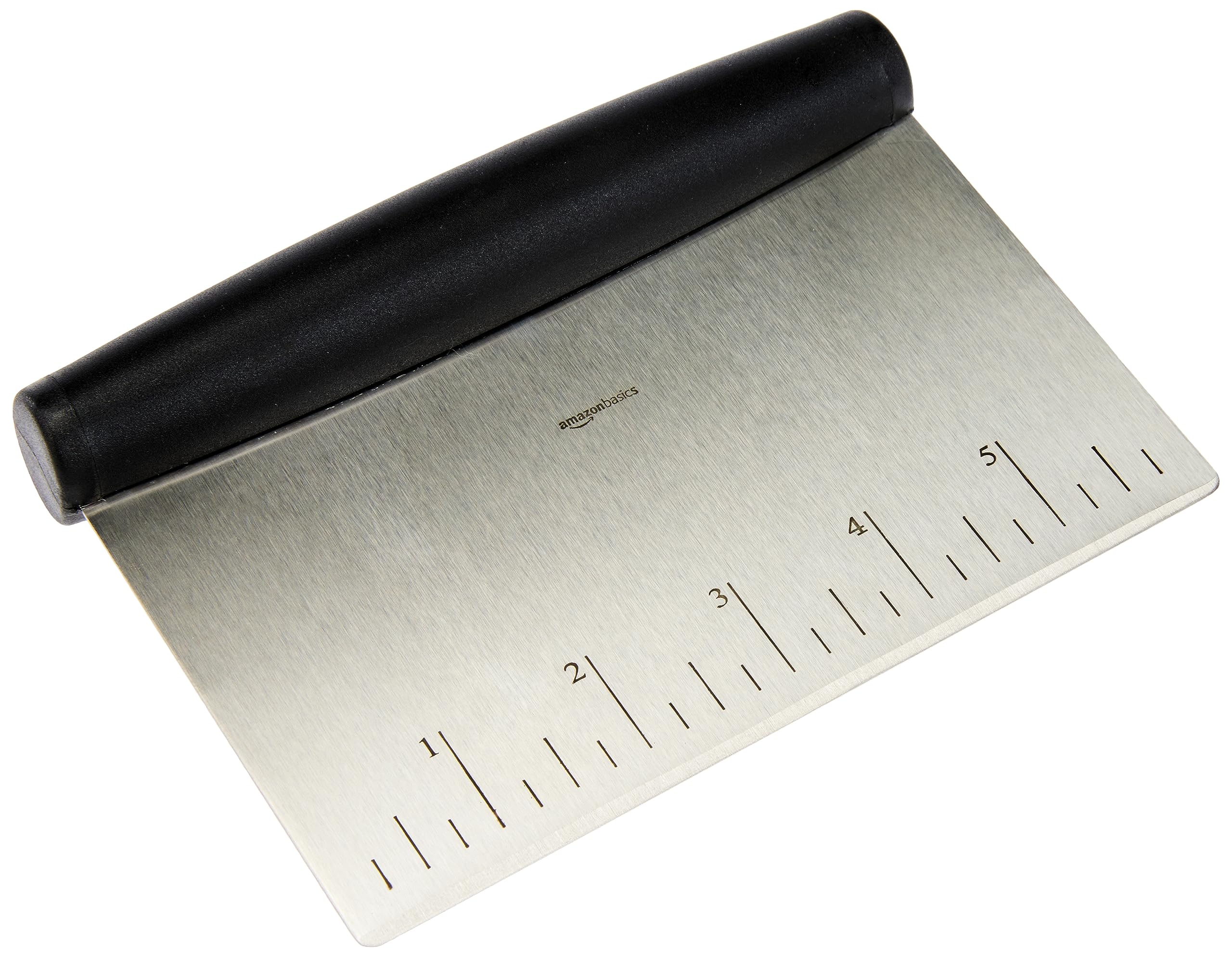 Amazon Basics Multi-Purpose Bench Scraper, Stainless Steel Dough Cutter with Mea