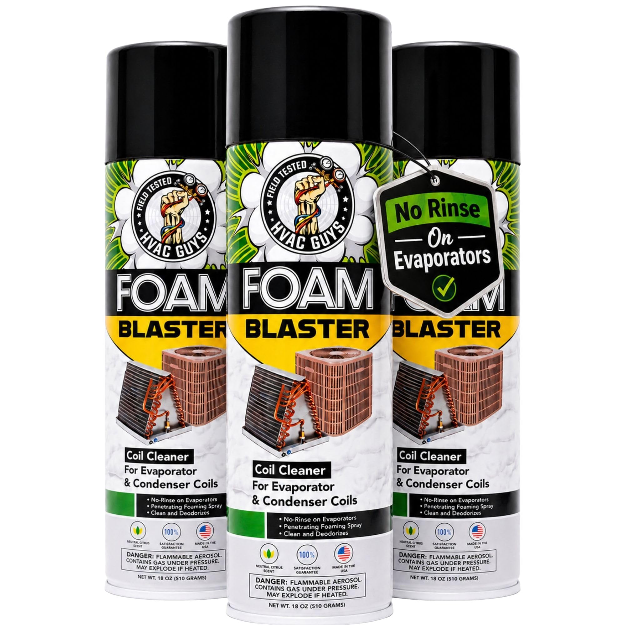Foam Blaster AC Coil Cleaner for AC Unit | No Rinse Formula for Evaporators & Co