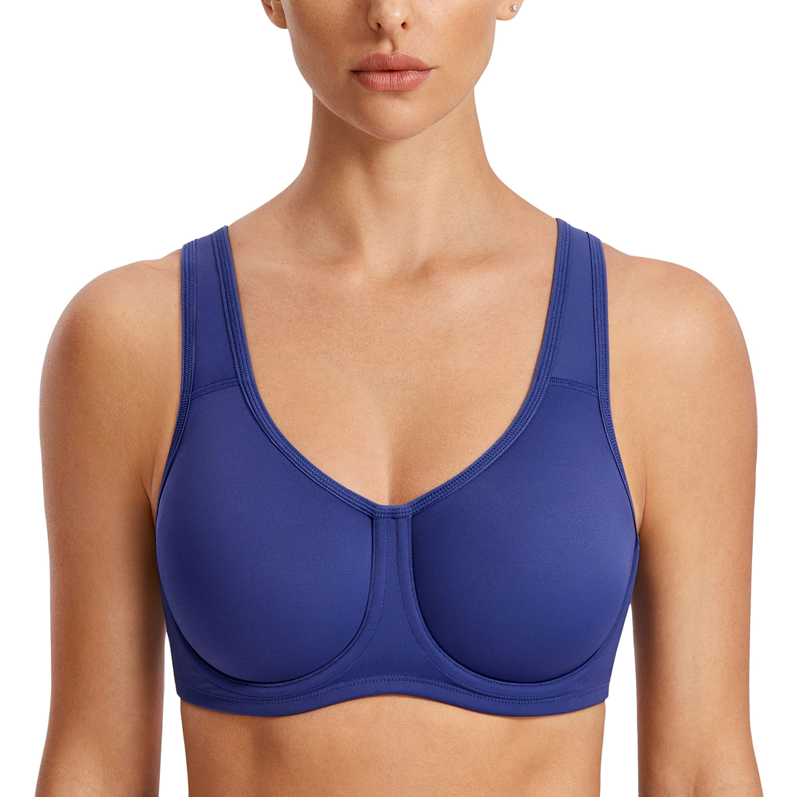 SYROKAN Women's Firm Support Sports Bra, for Large Breasts, with Underwire, for 