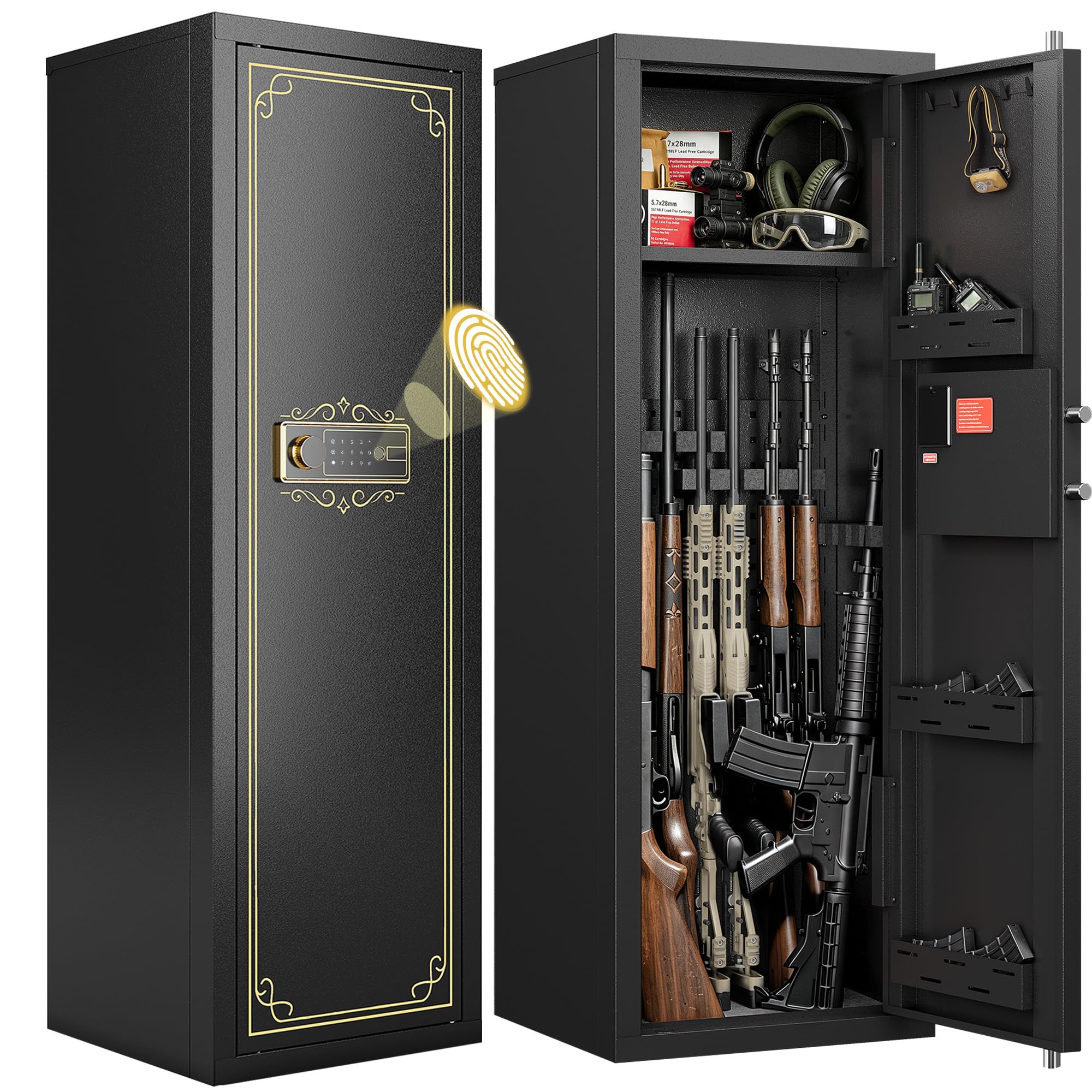 KAER Biometric Gun Safe for Rifles and Pistols Heavy Duty Gun Cabinet | 10-12 Ri