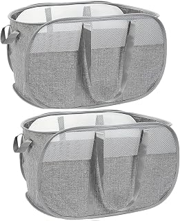 2 Pack Foldable Laundry Basket, 65L Pop Up Mesh Laundry Hamper Bag
