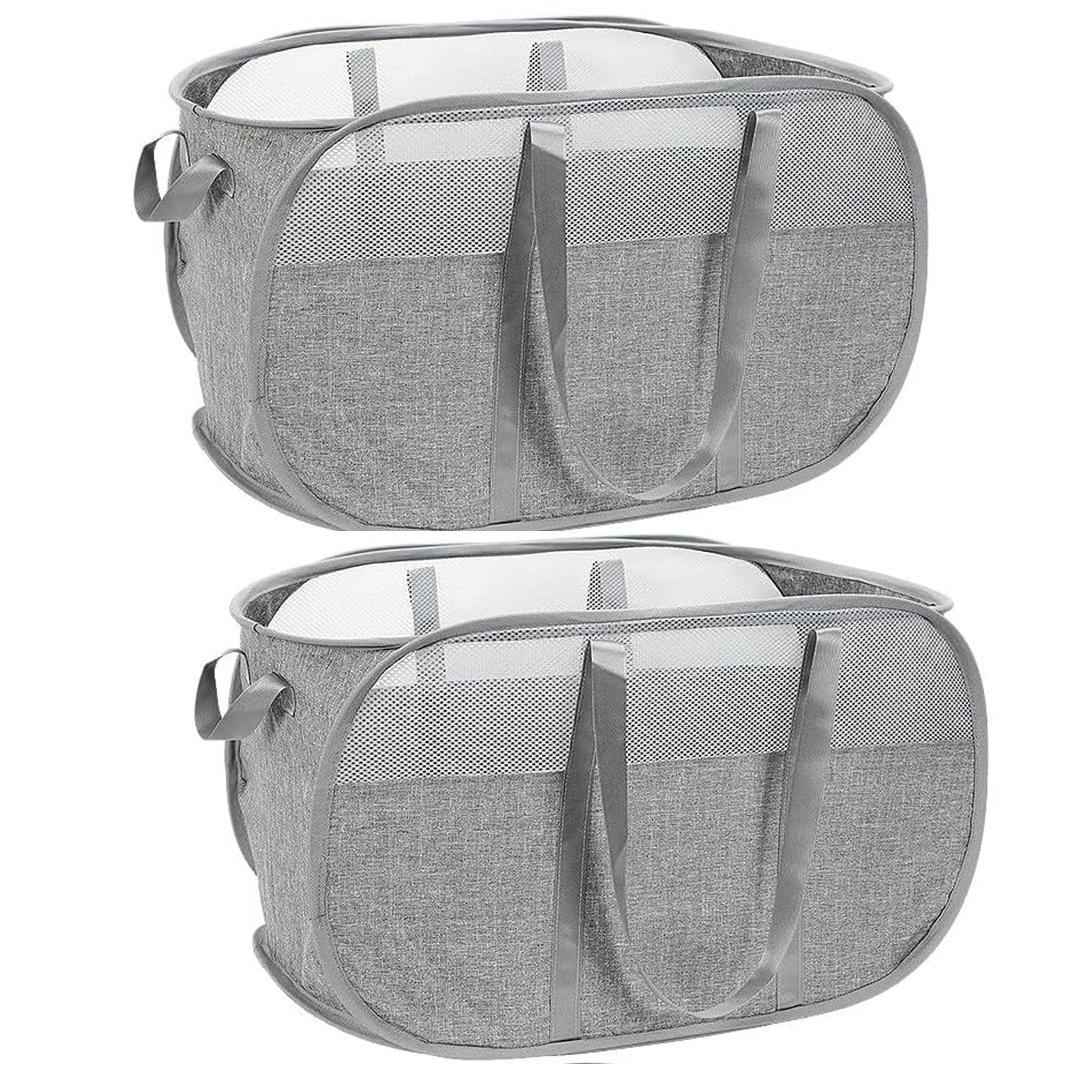2 Pack Foldable Laundry Basket, 65L Pop Up Mesh Laundry Hamper Bag