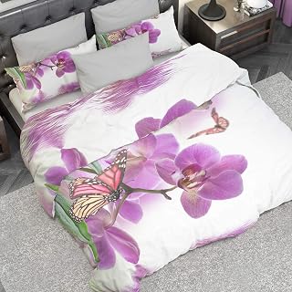 Copripiumino Digitale Tutto Stampato Microfibra Duvet Cover, Duvet Cover, Bedding Set, Bed Linen, Orchids Single Bed, 120 x 190 cm