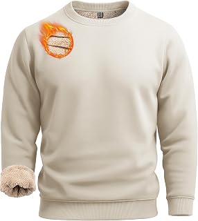 Boladeci Men's Sherpa Lined Crewneck Sweatshirt Heavyweight Fleece Pullover