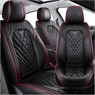 Car Seat Covers for Ford Bronco Sport 2021-2026, Waterproof Nappa Leather Car Seat Protector, Comfortable and Anti-Slip Car Seat Cover&Accessories(2 Seats/Black Red)